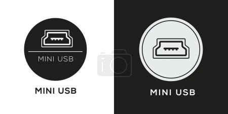 Téléchargez les illustrations : Mini port USB Icône, Signe vectoriel. - en licence libre de droit