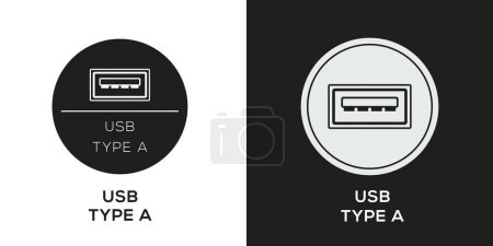 Téléchargez les illustrations : Icône USB Type A, Signe vectoriel. - en licence libre de droit