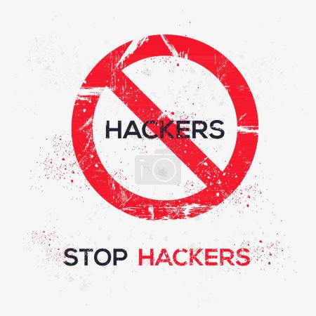 (Hackers) Warning sign, vector illustration.