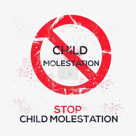 (Child molestation) Warning sign, vector illustration.