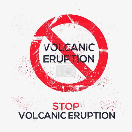 (Volcanic eruption) Warning sign, vector illustration.