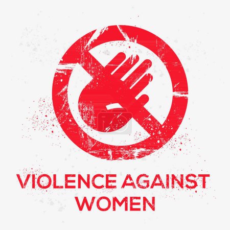 Téléchargez les illustrations : (violence contre les femmes) Signe d'avertissement, illustration vectorielle. - en licence libre de droit