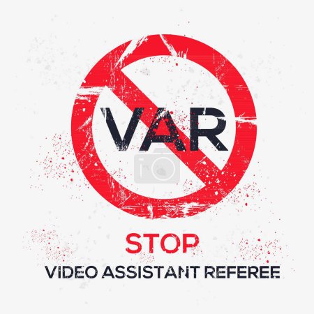 VAR (Video Assistant Referee) Signo de advertencia, ilustración vectorial.