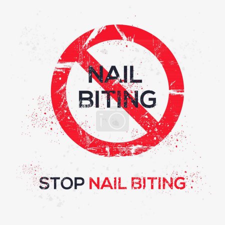 (Nail biting) Warning sign, vector illustration.