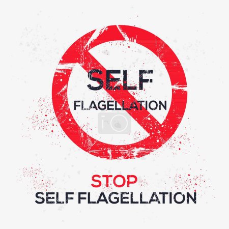 (Self flagellation) Warning sign, vector illustration.
