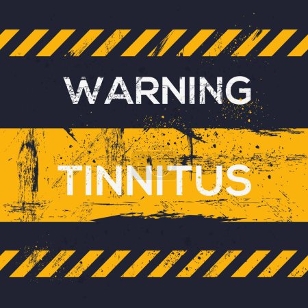 (Tinnitus) Signo de advertencia, ilustración vectorial.