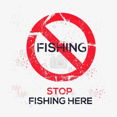 Ilustración de (Pesca aquí) Signo de advertencia, ilustración vectorial. - Imagen libre de derechos