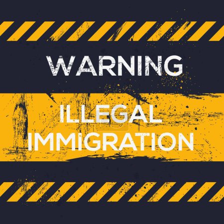 (Immigration illégale) Panneau d'avertissement, illustration vectorielle.