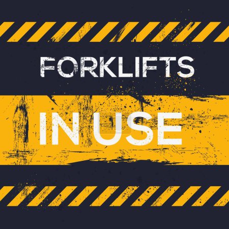 Illustration for (Forklifts in use) Warning sign, vector illustration. - Royalty Free Image