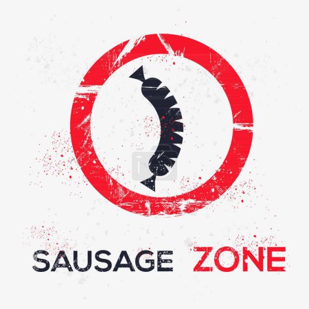 Illustration for (Sausage zone) Warning sign, vector illustration. - Royalty Free Image