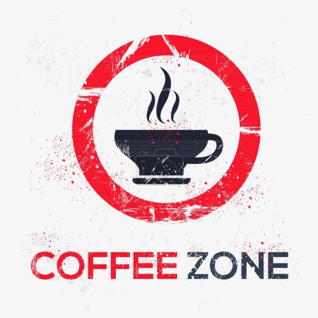 Téléchargez les illustrations : (Zone café) Panneau d'avertissement, illustration vectorielle. - en licence libre de droit