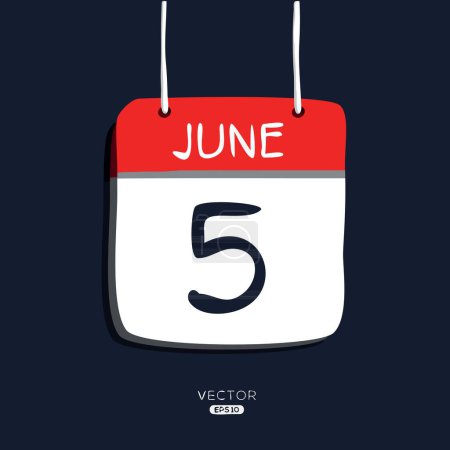 Illustration for Creative calendar page with single day (5 June), Vector illustration. - Royalty Free Image