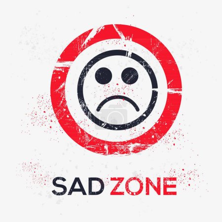 Illustration for (Sad zone) Warning sign, vector illustration. - Royalty Free Image