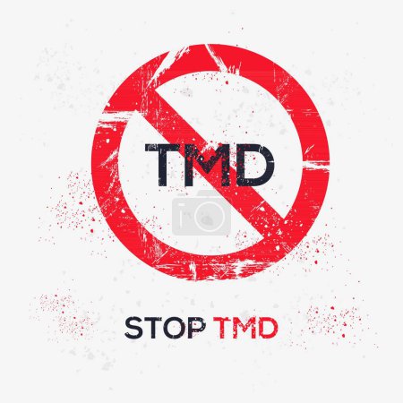 Tmd (Temporomandibular disorders) Warning sign, vector illustration.