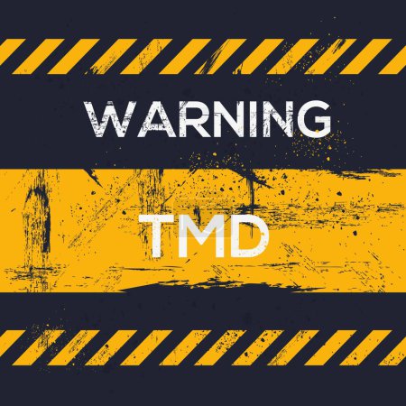 Tmd (Temporomandibular disorders) Warning sign, vector illustration.