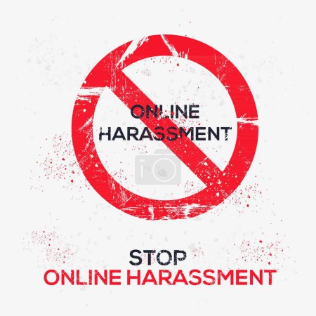 (Online harassment) Warning sign, vector illustration.