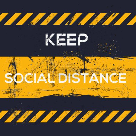 (Keep social distance) Warning sign, vector illustration.