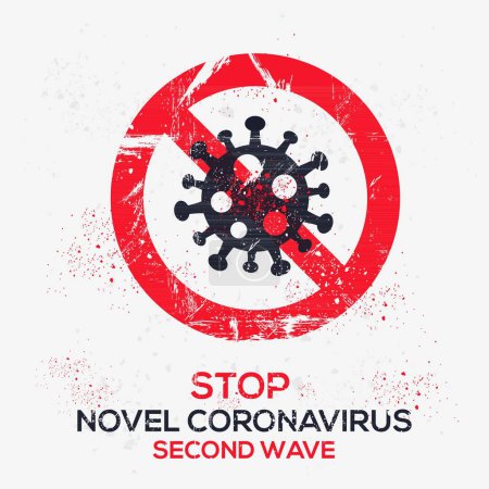 (nouveau coronavirus deuxième vague) Signe d'avertissement, illustration vectorielle.
