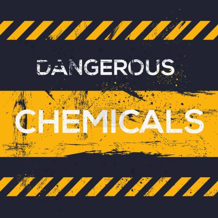 (Productos químicos peligrosos) Signo de advertencia, ilustración vectorial.