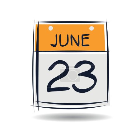 Creative calendar page with single day (23 June), Vector illustration.