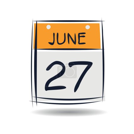 Creative calendar page with single day (27 June), Vector illustration.