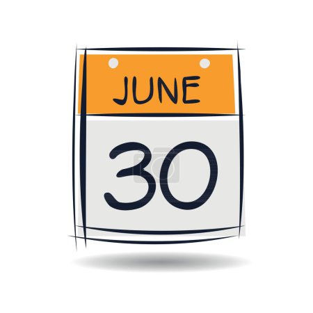 Téléchargez les illustrations : Page de calendrier créatif avec un seul jour (30 juin), illustration vectorielle. - en licence libre de droit
