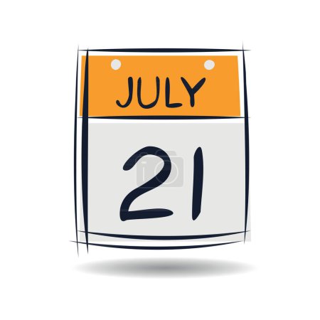 Creative calendar page with single day (21 July), Vector illustration.