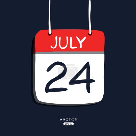 Téléchargez les illustrations : Page de calendrier créatif avec un seul jour (24 juillet), illustration vectorielle. - en licence libre de droit