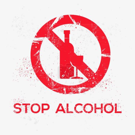 Téléchargez les illustrations : (Stop alcool) Panneau d'avertissement, illustration vectorielle. - en licence libre de droit