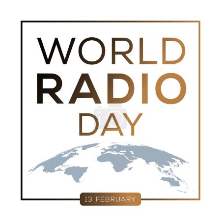 Ilustración de Día Mundial de la Radio, celebrado el 13 de febrero. - Imagen libre de derechos