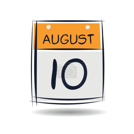 Téléchargez les illustrations : Page de calendrier créatif avec un seul jour (10 août), illustration vectorielle. - en licence libre de droit