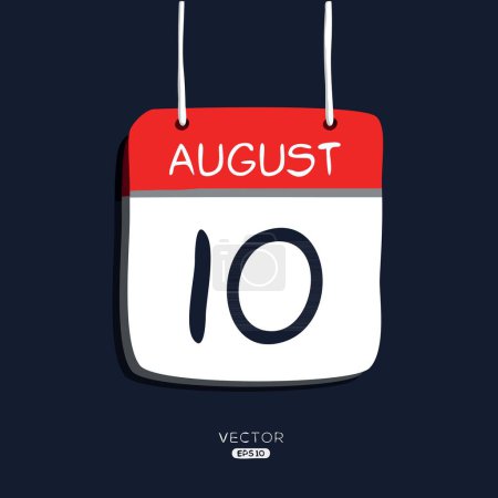 Téléchargez les illustrations : Page de calendrier créatif avec un seul jour (10 août), illustration vectorielle. - en licence libre de droit