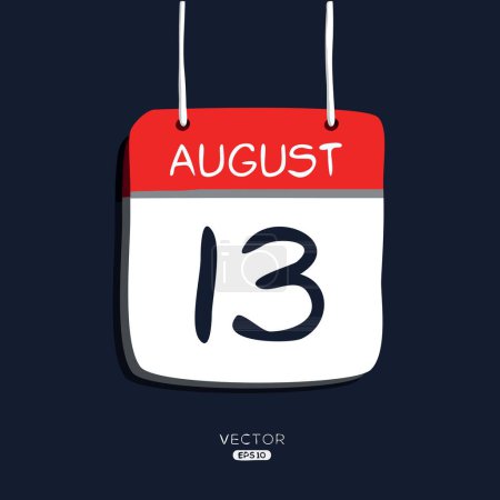 Creative calendar page with single day (13 August), Vector illustration.