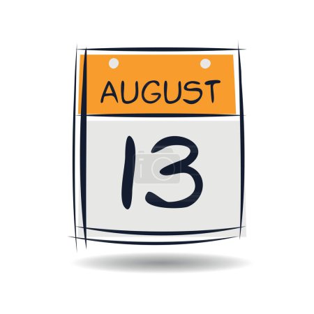 Creative calendar page with single day (13 August), Vector illustration.