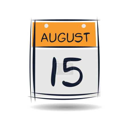 Creative calendar page with single day (15 August), Vector illustration.