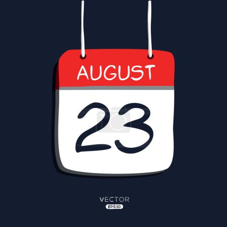 Creative calendar page with single day (23 August), Vector illustration.