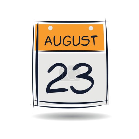Creative calendar page with single day (23 August), Vector illustration.