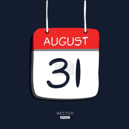 Página del calendario creativo con un solo día (31 de agosto), ilustración vectorial.