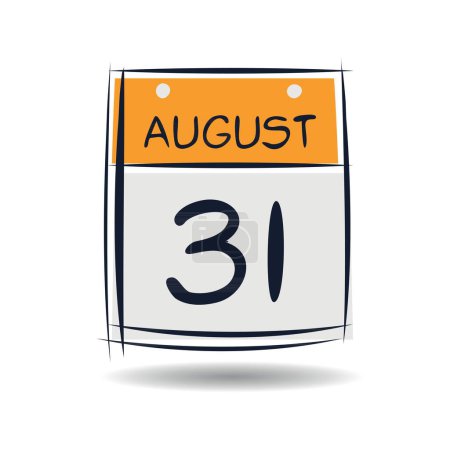 Kreatives Kalenderblatt mit einem einzigen Tag (31. August), Vektorillustration.