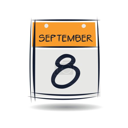 Página del calendario creativo con un solo día (8 de septiembre), ilustración vectorial.