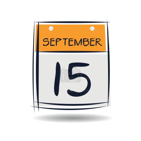 Creative calendar page with single day (15 September), Vector illustration.