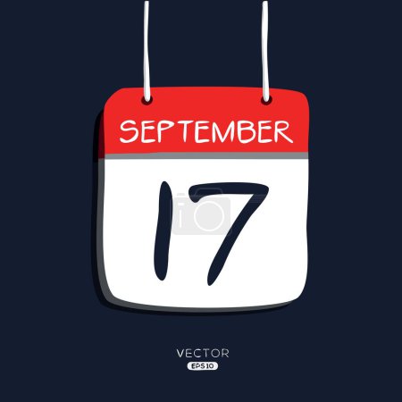 Page de calendrier créatif avec un seul jour (17 septembre), illustration vectorielle.
