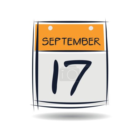 Page de calendrier créatif avec un seul jour (17 septembre), illustration vectorielle.