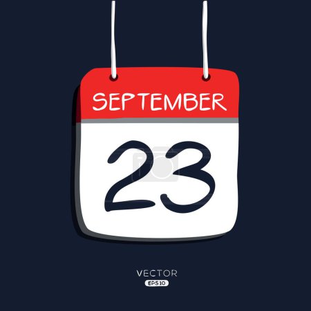 Creative calendar page with single day (23 September), Vector illustration.