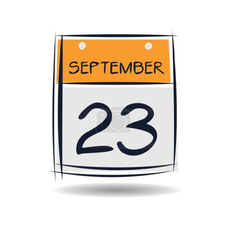 Creative calendar page with single day (23 September), Vector illustration.