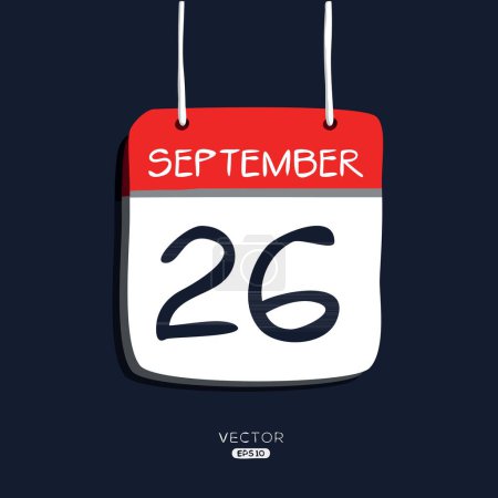 Illustration for Creative calendar page with single day (26 September), Vector illustration. - Royalty Free Image