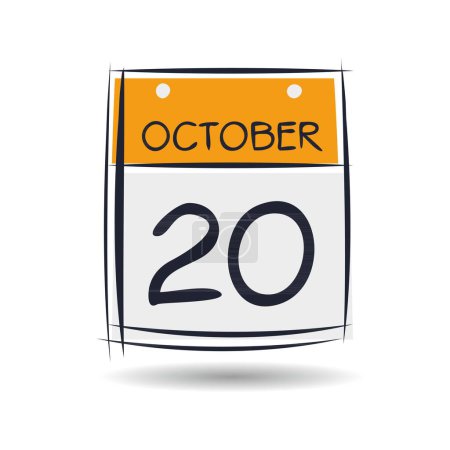 Creative calendar page with single day (20 October), Vector illustration.