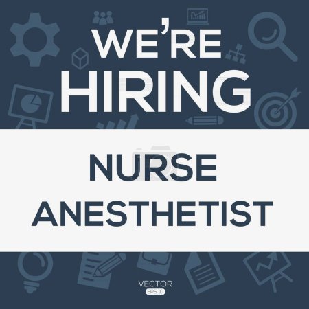 Estamos contratando (enfermera anestesista), Únete a nuestro equipo, ilustración vectorial.