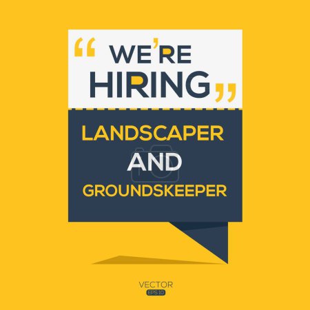 Illustration for We are hiring (Landscaper and Groundskeeper), Join our team, vector illustration. - Royalty Free Image