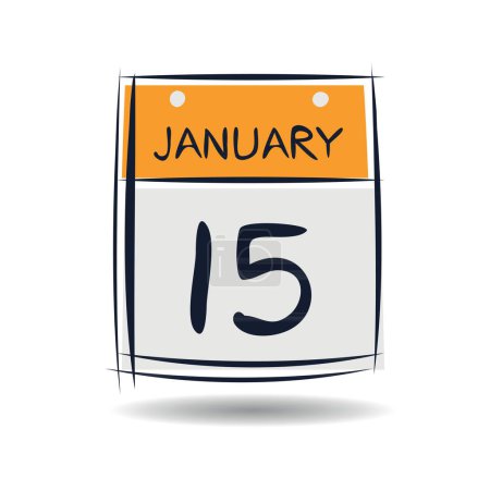 Creative calendar page with single day (15 January), Vector illustration.